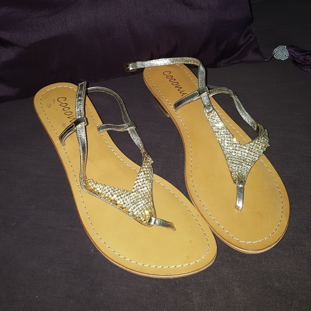 Gold rhinestone sandals